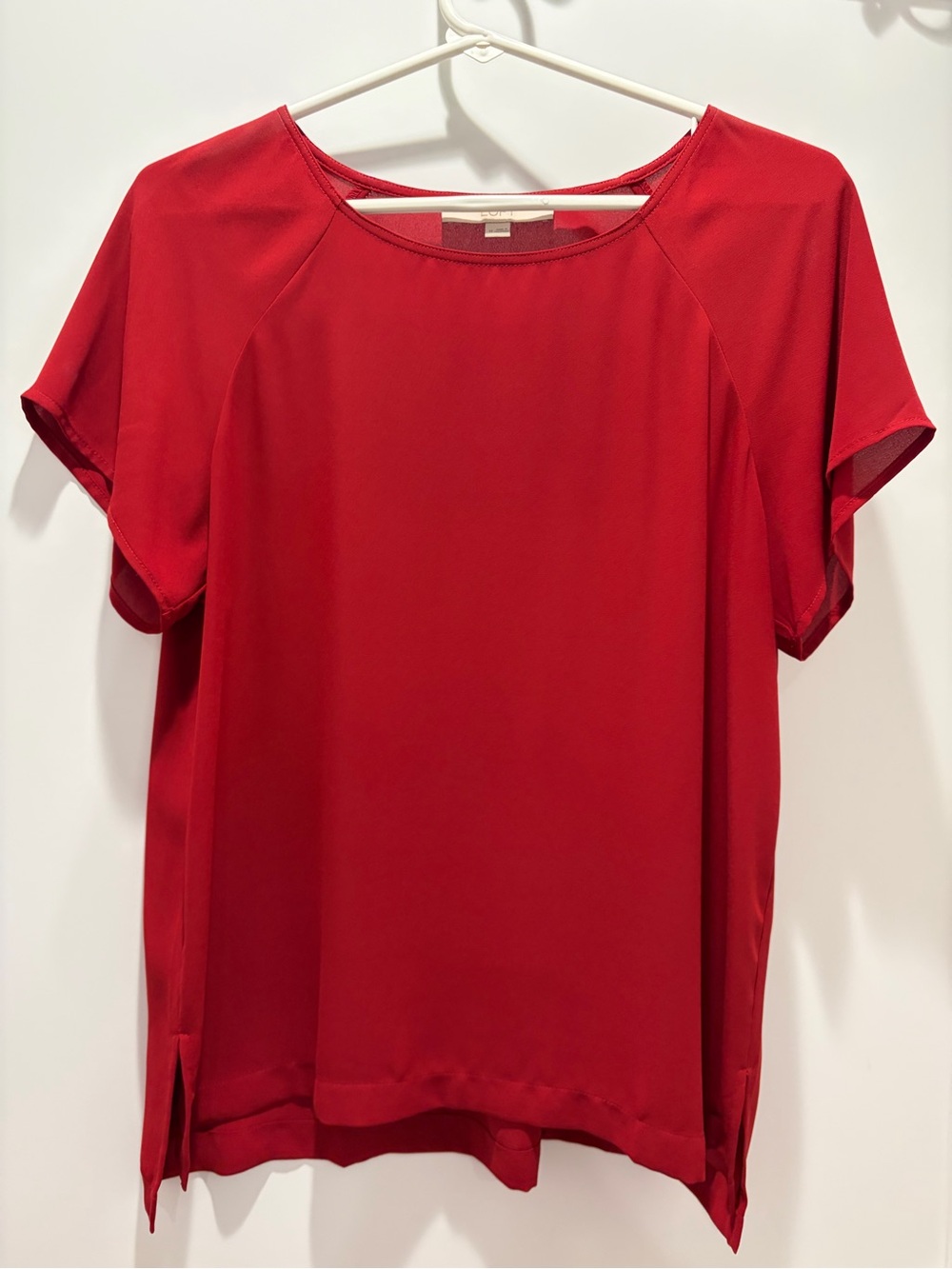 LOFT Red Short-Sleeve Crewneck Top